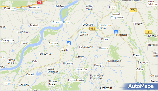 mapa Łysakówek, Łysakówek na mapie Targeo