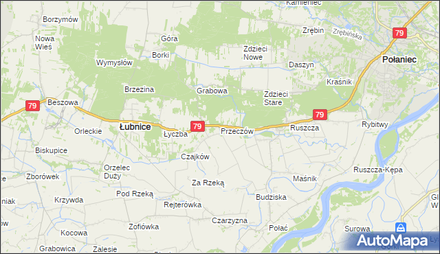 mapa Przeczów gmina Łubnice, Przeczów gmina Łubnice na mapie Targeo