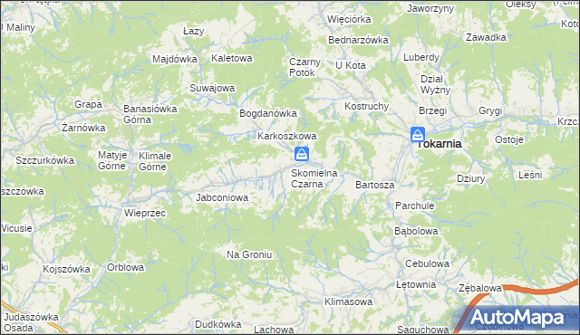 mapa Skomielna Czarna, Skomielna Czarna na mapie Targeo