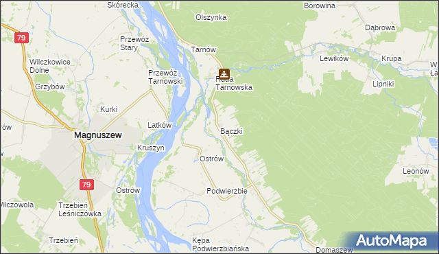 mapa Bączki gmina Maciejowice, Bączki gmina Maciejowice na mapie Targeo