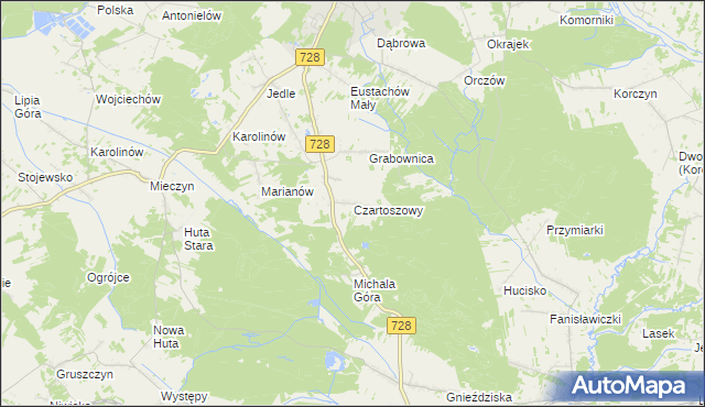 mapa Czartoszowy, Czartoszowy na mapie Targeo