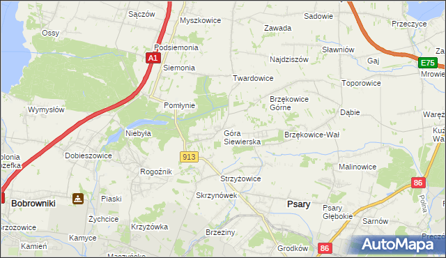 mapa Góra Siewierska, Góra Siewierska na mapie Targeo