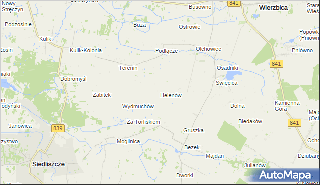 mapa Helenów gmina Wierzbica, Helenów gmina Wierzbica na mapie Targeo