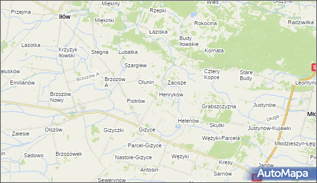 mapa Henryków gmina Iłów, Henryków gmina Iłów na mapie Targeo