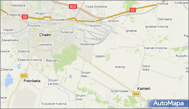 mapa Józefin gmina Kamień, Józefin gmina Kamień na mapie Targeo