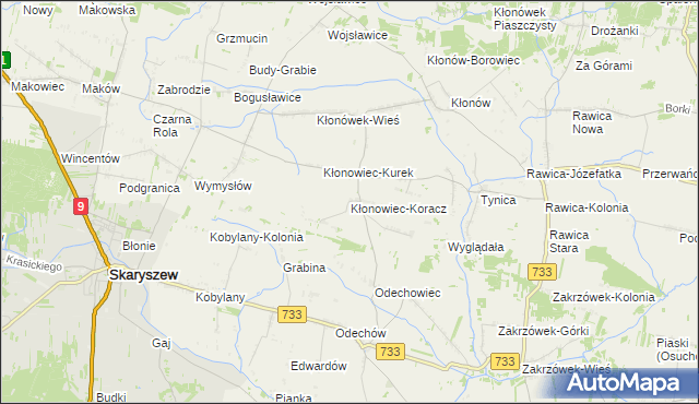 mapa Kłonowiec-Koracz, Kłonowiec-Koracz na mapie Targeo