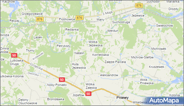 mapa Kornelówka gmina Pniewy, Kornelówka gmina Pniewy na mapie Targeo