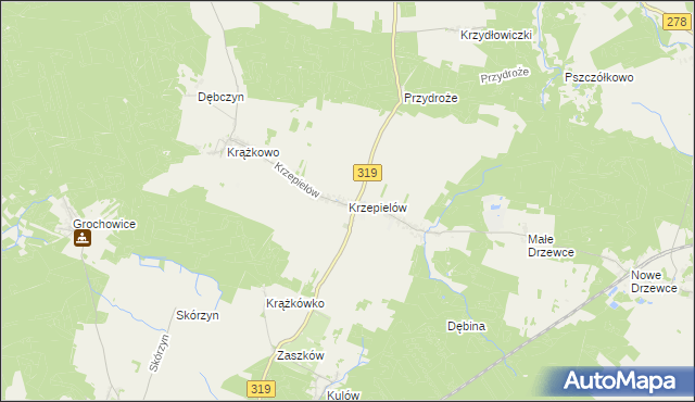 mapa Krzepielów, Krzepielów na mapie Targeo