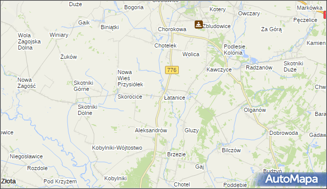 mapa Łatanice, Łatanice na mapie Targeo