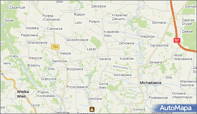 mapa Narama, Narama na mapie Targeo