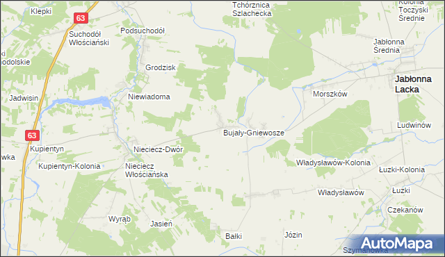 mapa Bujały-Gniewosze, Bujały-Gniewosze na mapie Targeo