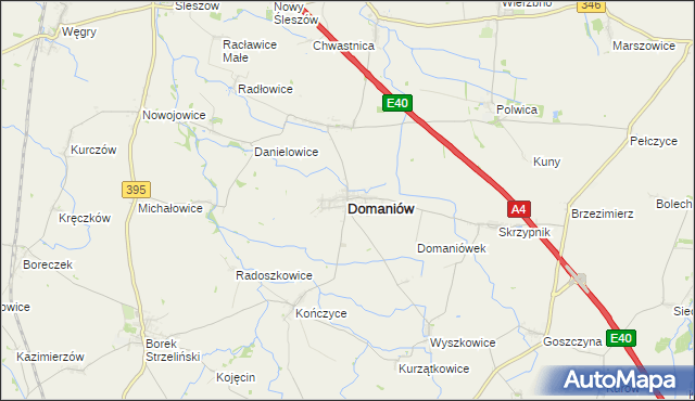 mapa Domaniów powiat oławski, Domaniów powiat oławski na mapie Targeo