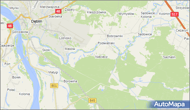 mapa Nieciecz gmina Puławy, Nieciecz gmina Puławy na mapie Targeo