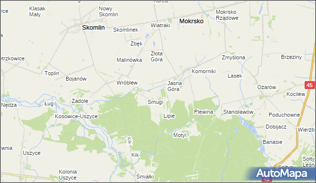 mapa Poręby gmina Mokrsko, Poręby gmina Mokrsko na mapie Targeo