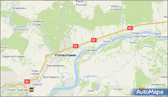 mapa Czarnowo gmina Pomiechówek, Czarnowo gmina Pomiechówek na mapie Targeo