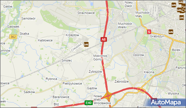mapa Mokronos Górny, Mokronos Górny na mapie Targeo