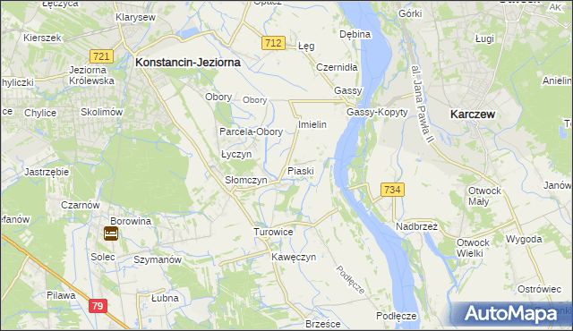 mapa Piaski gmina Konstancin-Jeziorna, Piaski gmina Konstancin-Jeziorna na mapie Targeo