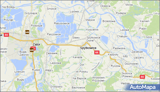mapa Spytkowice powiat wadowicki, Spytkowice powiat wadowicki na mapie Targeo