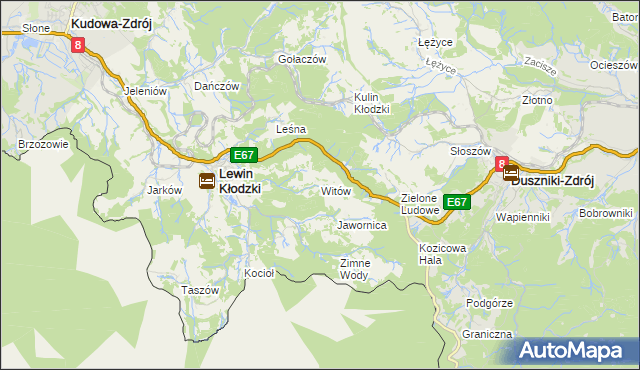 mapa Witów gmina Lewin Kłodzki, Witów gmina Lewin Kłodzki na mapie Targeo