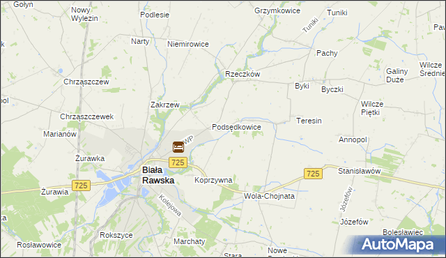 mapa Aleksandrów gmina Biała Rawska, Aleksandrów gmina Biała Rawska na mapie Targeo