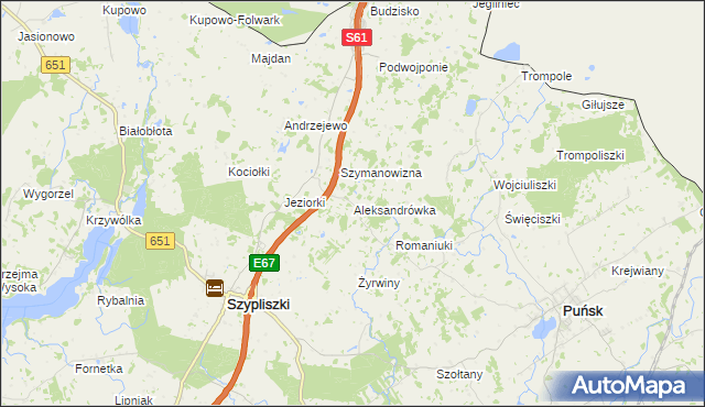 mapa Aleksandrówka gmina Szypliszki, Aleksandrówka gmina Szypliszki na mapie Targeo