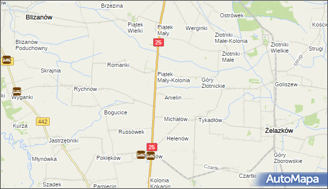 mapa Anielin gmina Żelazków, Anielin gmina Żelazków na mapie Targeo
