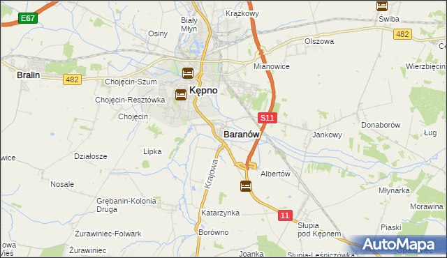 mapa Baranów powiat kępiński, Baranów powiat kępiński na mapie Targeo