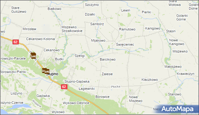 mapa Barcikowo gmina Słupno, Barcikowo gmina Słupno na mapie Targeo