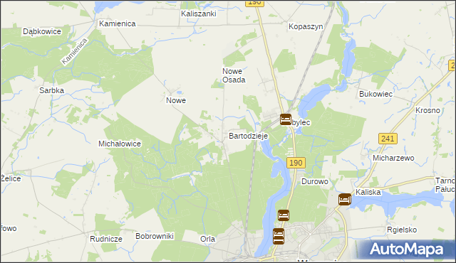 mapa Bartodzieje gmina Wągrowiec, Bartodzieje gmina Wągrowiec na mapie Targeo