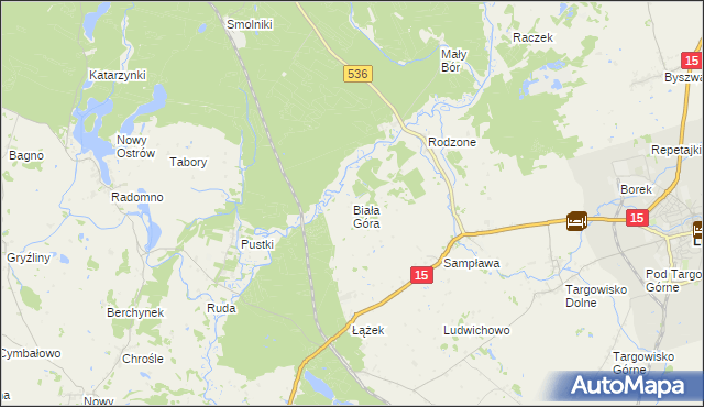 mapa Biała Góra gmina Lubawa, Biała Góra gmina Lubawa na mapie Targeo