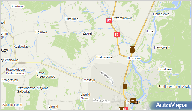 mapa Białowieża gmina Pułtusk, Białowieża gmina Pułtusk na mapie Targeo