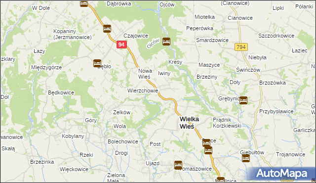mapa Biały Kościół gmina Wielka Wieś, Biały Kościół gmina Wielka Wieś na mapie Targeo