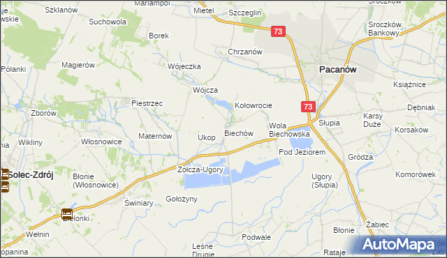 mapa Biechów gmina Pacanów, Biechów gmina Pacanów na mapie Targeo
