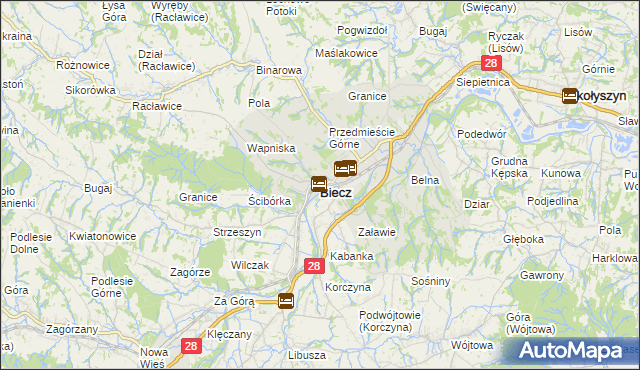 mapa Biecz powiat gorlicki, Biecz powiat gorlicki na mapie Targeo