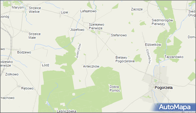 mapa Bielawy Szelejewskie, Bielawy Szelejewskie na mapie Targeo