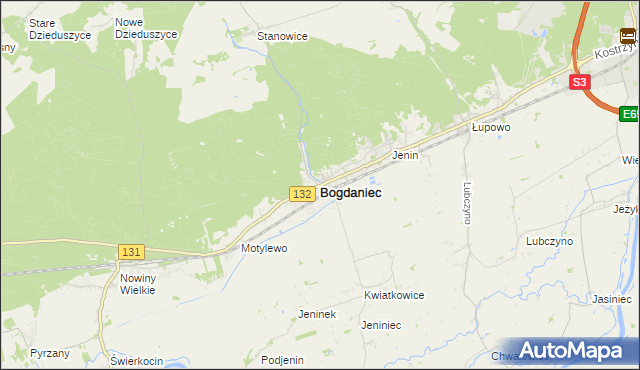 mapa Bogdaniec powiat gorzowski, Bogdaniec powiat gorzowski na mapie Targeo