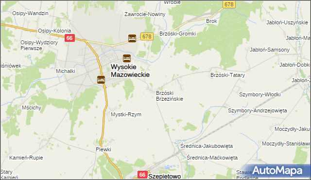 mapa Brzóski Brzezińskie, Brzóski Brzezińskie na mapie Targeo