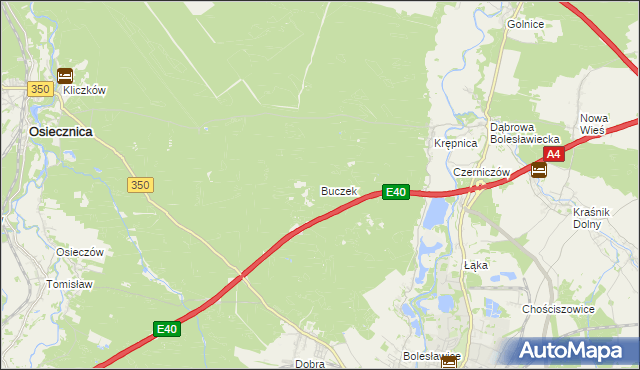 mapa Buczek gmina Bolesławiec, Buczek gmina Bolesławiec na mapie Targeo