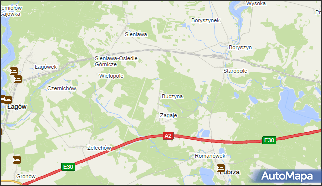 mapa Buczyna gmina Lubrza, Buczyna gmina Lubrza na mapie Targeo