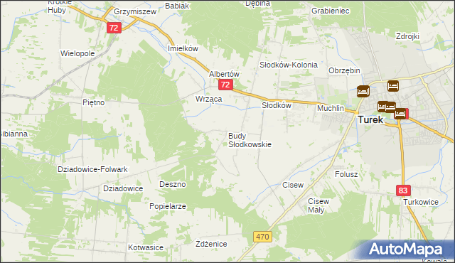 mapa Budy Słodkowskie, Budy Słodkowskie na mapie Targeo