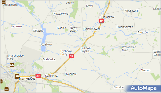 mapa Bukowa Śląska, Bukowa Śląska na mapie Targeo