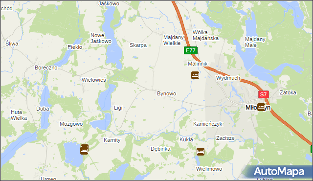 mapa Bynowo, Bynowo na mapie Targeo