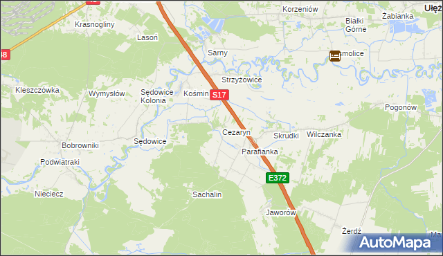 mapa Cezaryn gmina Żyrzyn, Cezaryn gmina Żyrzyn na mapie Targeo