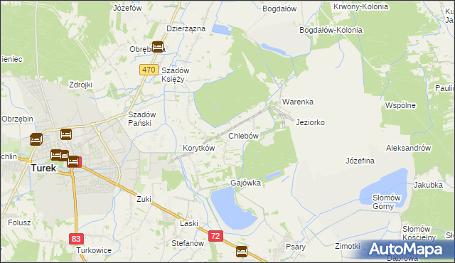 mapa Chlebów gmina Turek, Chlebów gmina Turek na mapie Targeo