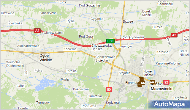 mapa Choszczówka Stojecka, Choszczówka Stojecka na mapie Targeo