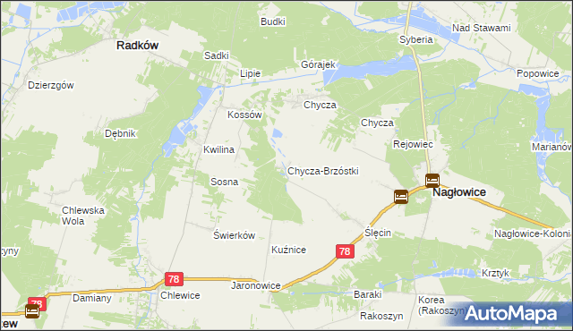 mapa Chycza-Brzóstki, Chycza-Brzóstki na mapie Targeo