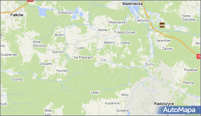 mapa Cis gmina Ruda Maleniecka, Cis gmina Ruda Maleniecka na mapie Targeo