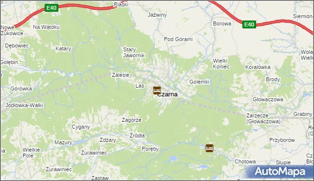 mapa Czarna powiat dębicki, Czarna powiat dębicki na mapie Targeo