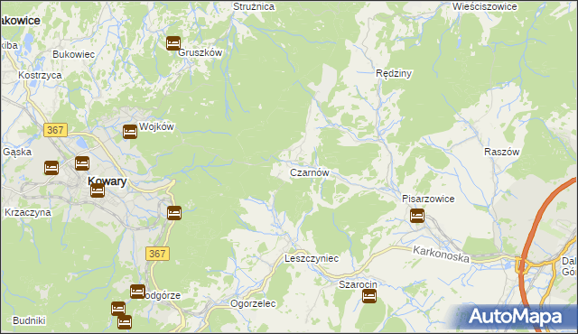 mapa Czarnów gmina Kamienna Góra, Czarnów gmina Kamienna Góra na mapie Targeo
