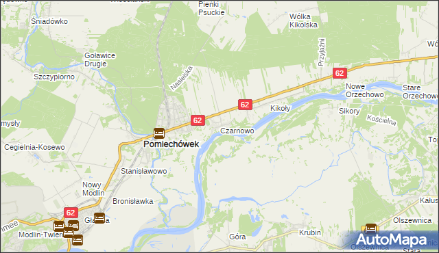 mapa Czarnowo gmina Pomiechówek, Czarnowo gmina Pomiechówek na mapie Targeo